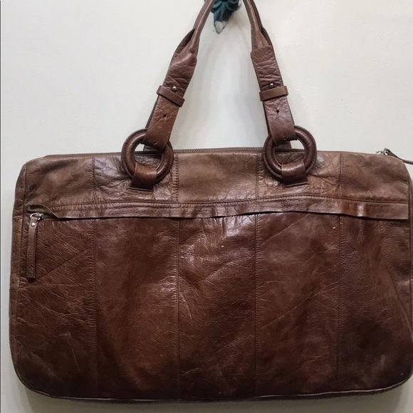 VTG Rabeanco Women’s Large Tan Leather Satchel Shoulder bag Italy - Picture 12 of 13